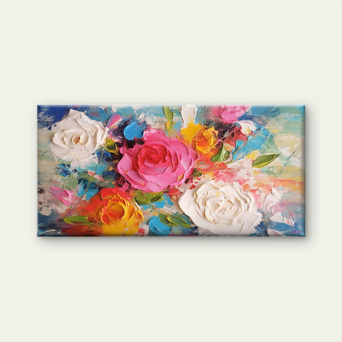 Colorful Rose Flower Wall Art Canvas Office Home Room Framed 80x45cm