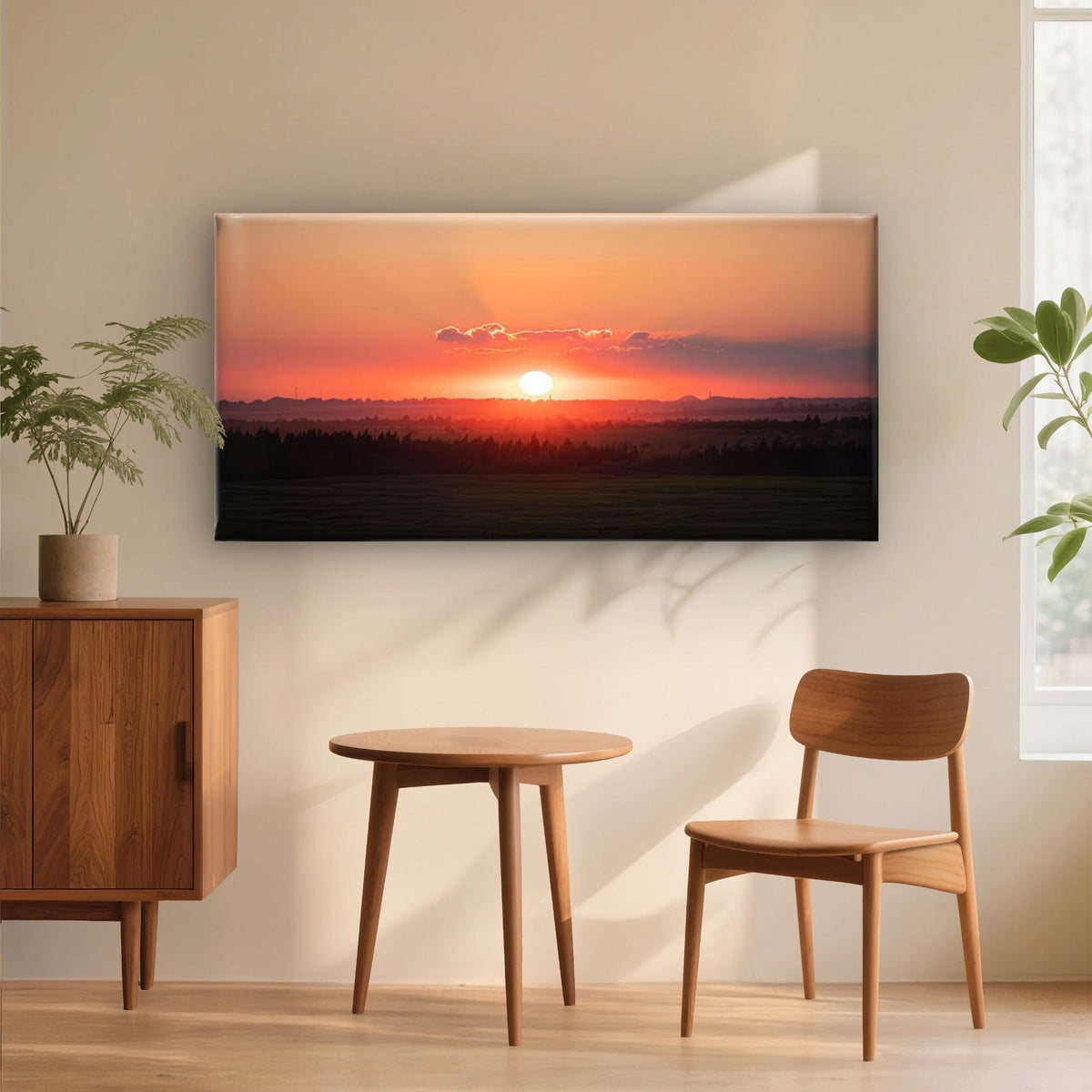 Decoration Sunset Artwork Wall Art Canvas Office Home Room Framed 120x60cm