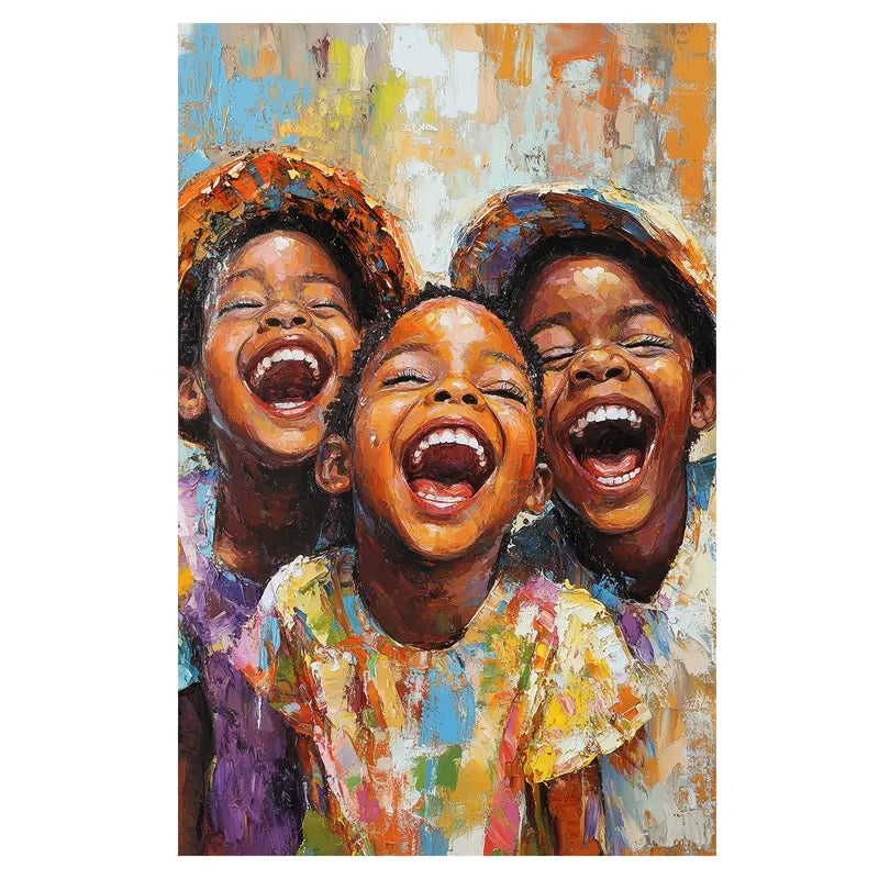 Charming African Youngsters Laughing Canvas Art Print 100% Australian Made 40x60cm Stretched Canvas Ready to Hang