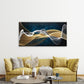 Golden Waves Flowing Wall Art Canvas Office Home Room Framed 120x60cm