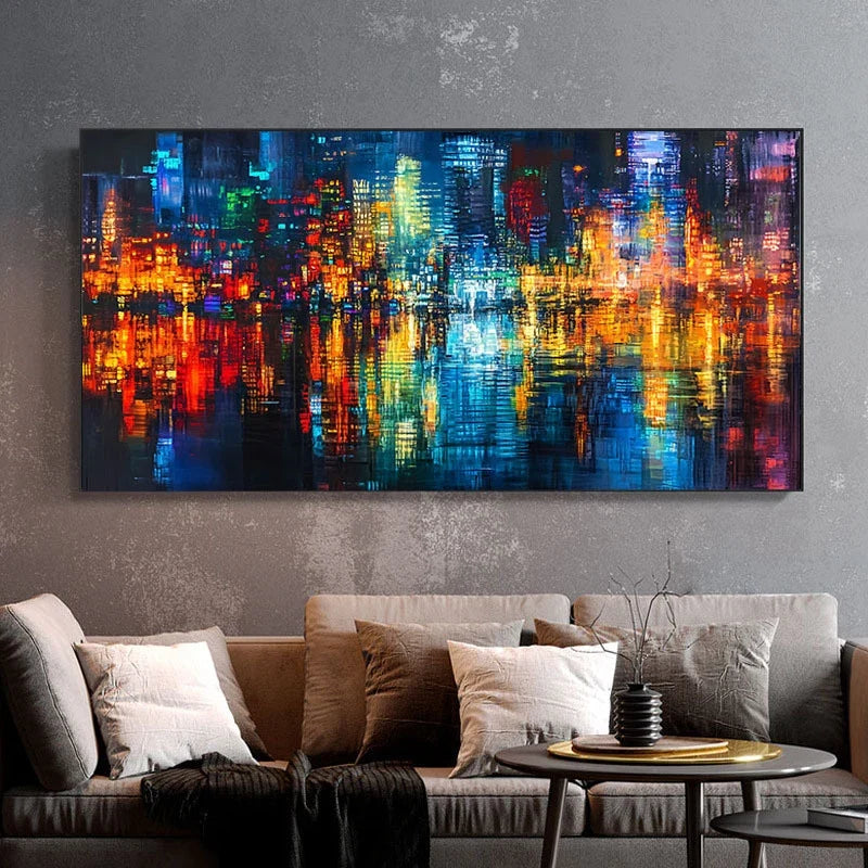 Cityscape Night View Wall Art wall canvas office home room framed 120x60cm