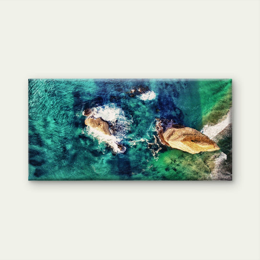 Ocean Reef Coast Landscape Wall Art Canvas Office Home Room Framed 80x45cm