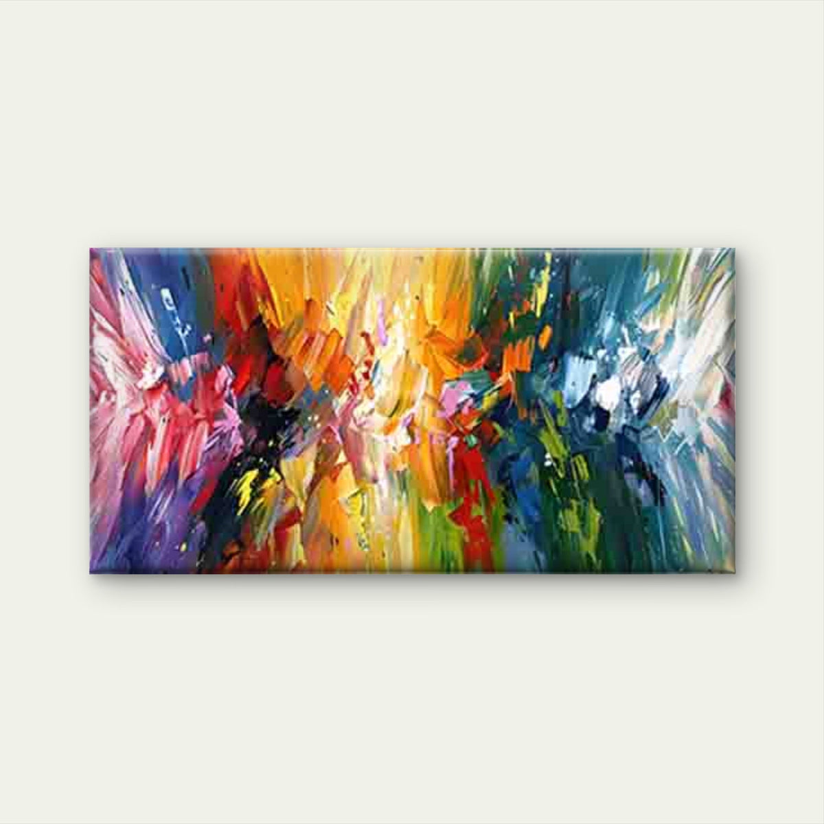 Colorful Abstract Brushstroke Wall Art Canvas Office Home Room Framed 120x60cm