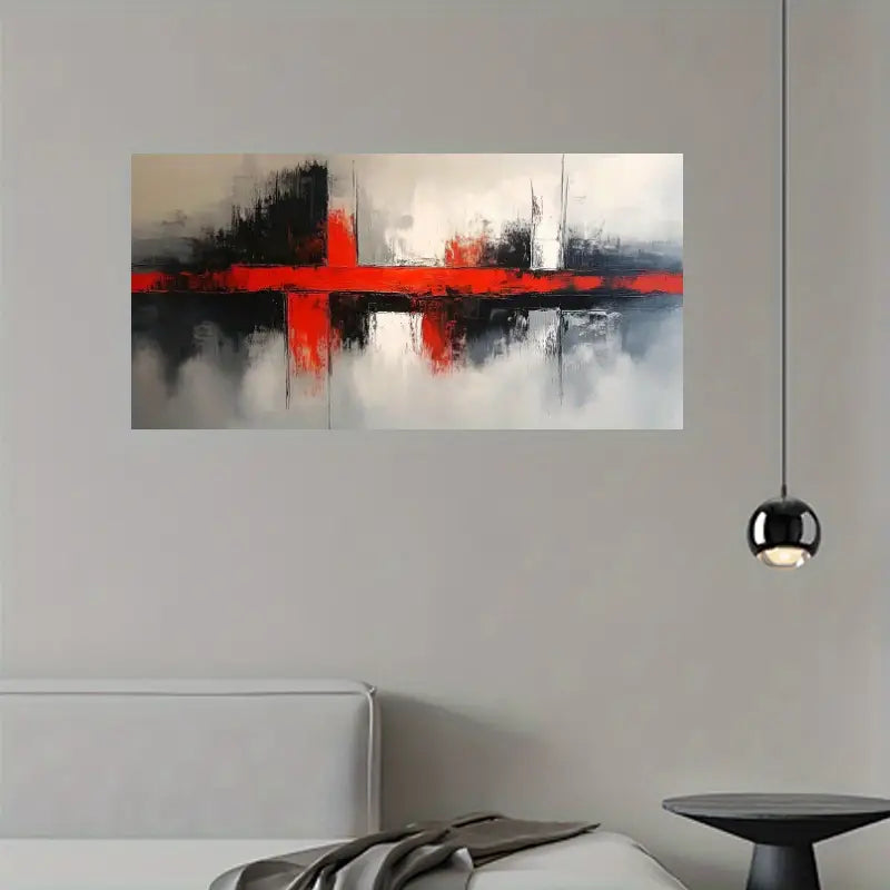 Chic Red & Black Abstract Wall Art wall canvas office home room framed 120x60cm
