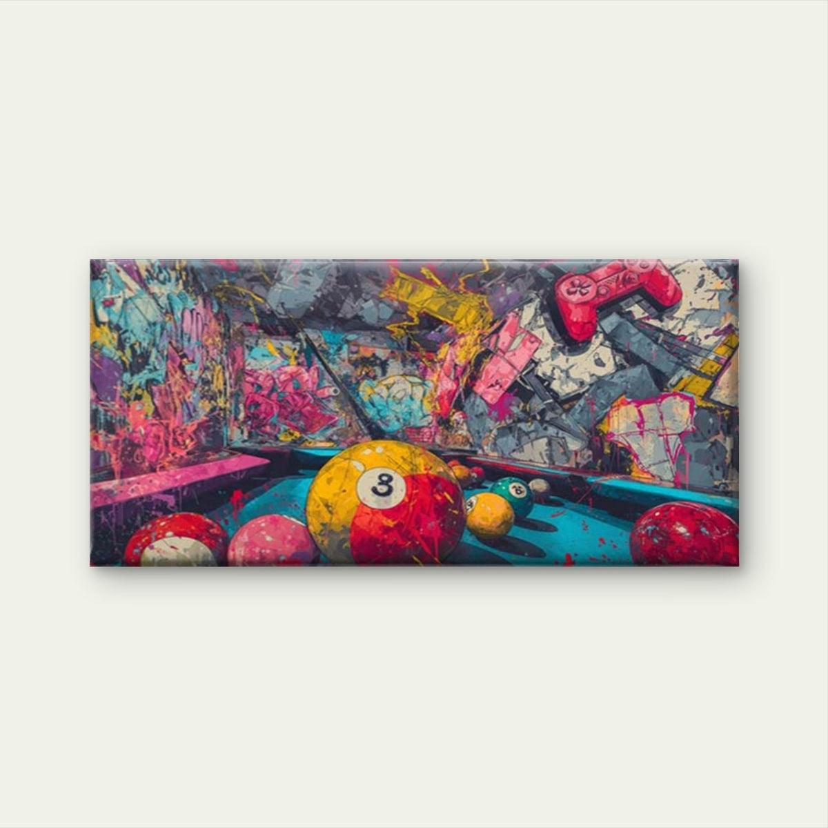 Billiards Abstract Pool Wall Art Canvas Office Home Room Framed 80x45cm