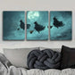 3pcs Witch Night Sky Metal Print Ready to Hang Art