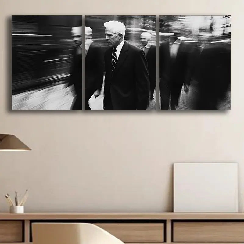 3pcs Busy Pedestrian Scene Metal Print Ready to Hang Art