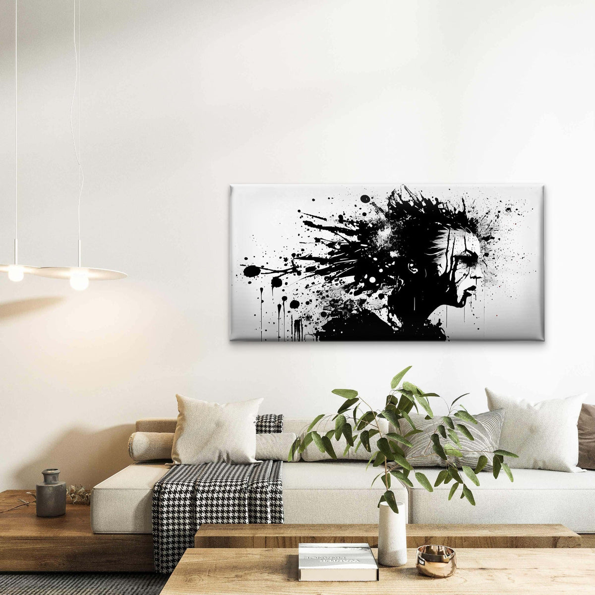 Paint Splatters Spray Abstract Wall Art Canvas Office Home Room Framed 80x45cm