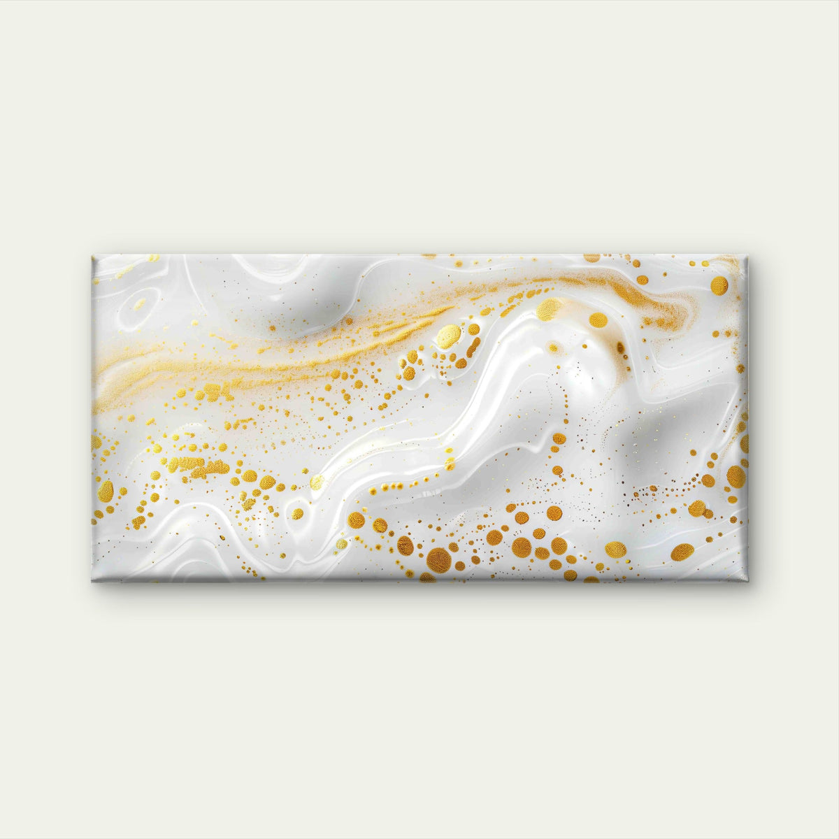 Abstract Design White and Gold Wall Art Canvas Office Home Room Framed 80x45cm