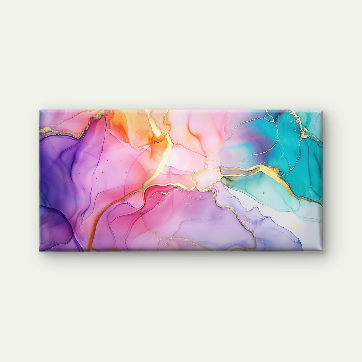 Pastel Waves With Gold Wall Art Canvas Office Home Room Framed 120x60cm
