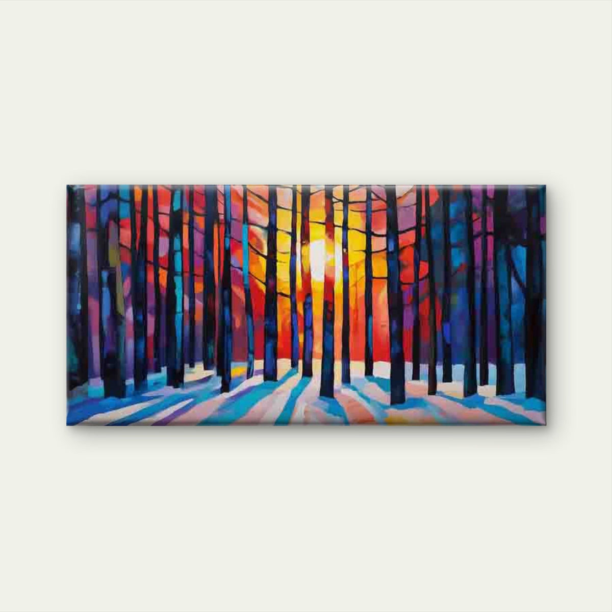 Abstract of a Colorful Forest Wall Art Canvas Office Home Room Framed 120x60cm