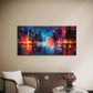 Neon Lights Across Streets Wall Art Canvas Office Home Room Framed 120x60cm