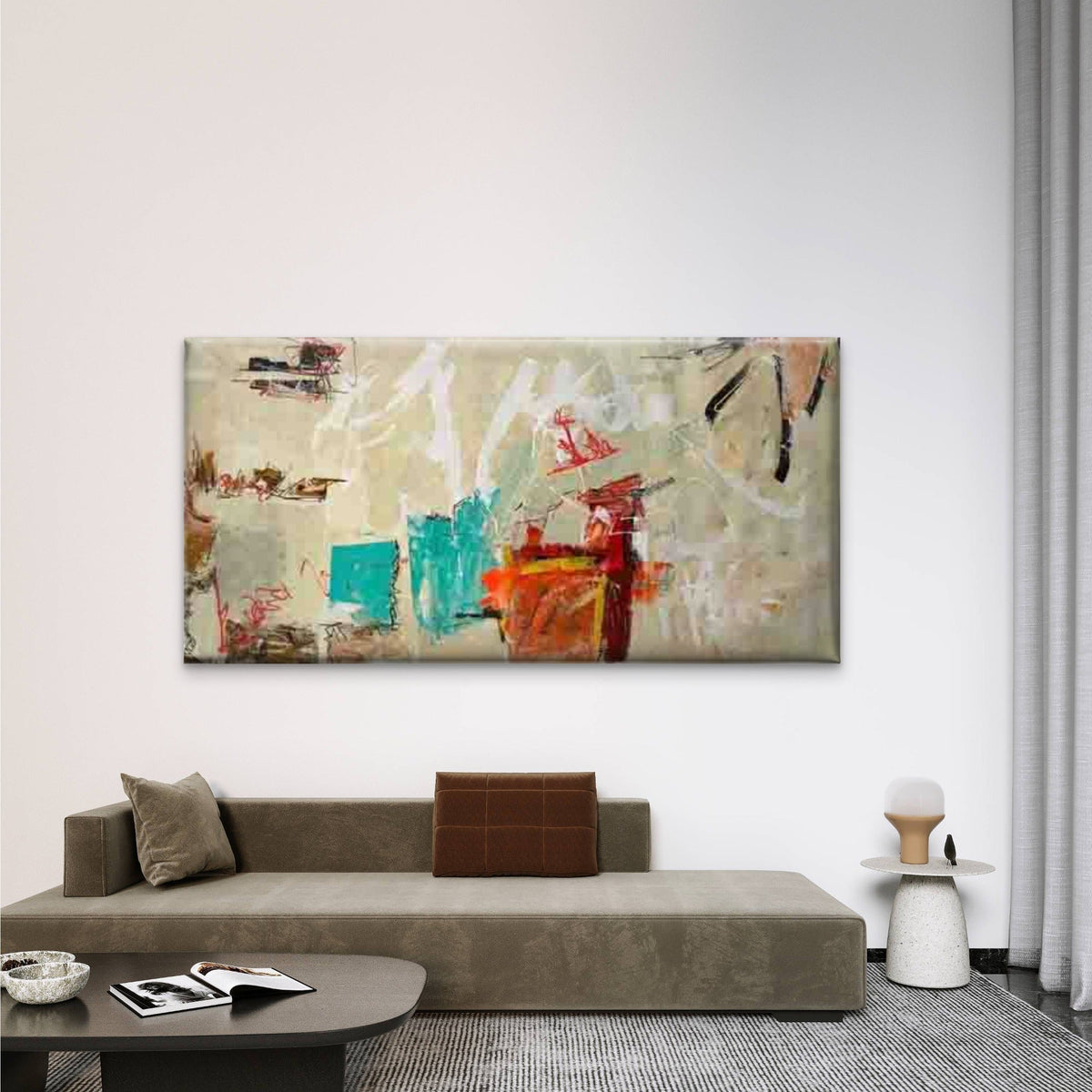 Abstract Expressionist Wall Art Canvas Office Home Room Framed 80x45cm