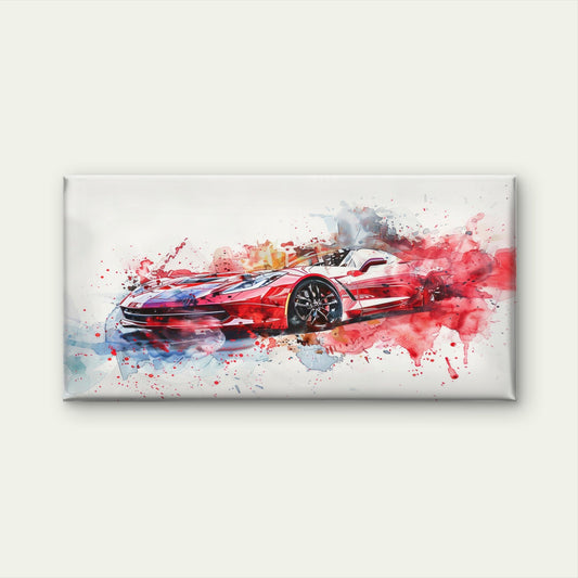 Sports Car Watercolor Abstract Wall Art Canvas Office Home Room Framed 80x45cm