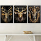 3pcs Golden Light Luxury Style Deer Head Crown Art Wall Art Set Canvas Framed 40x60cm - High Quality Print 100% Australian Made Wall Canvas Ready to Hang