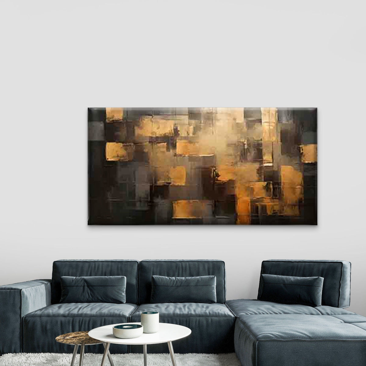 Abstract Geometric Pattern Wall Art Canvas Office Home Room Framed 80x45cm