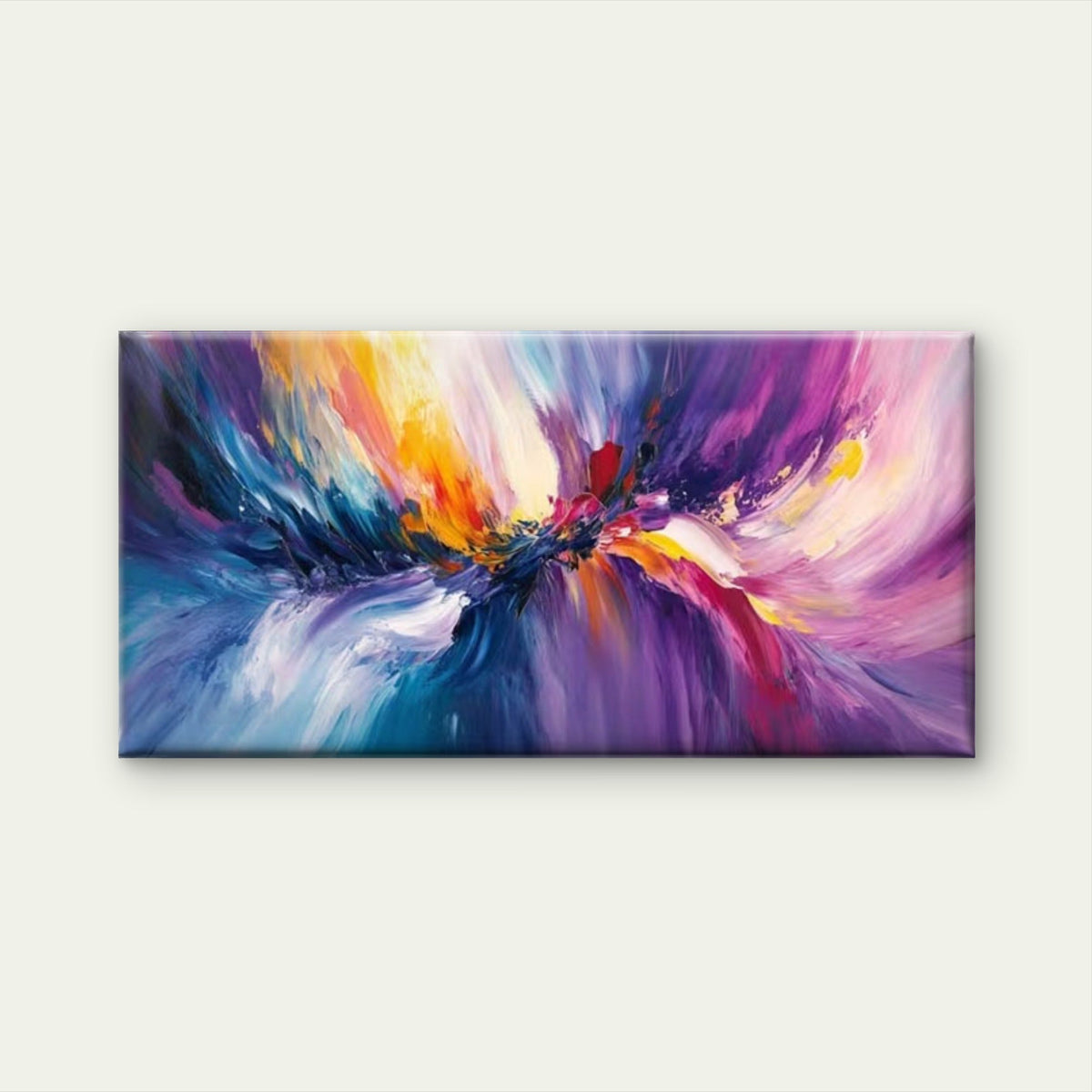 Yellow, Pink & Purple Abstract Wall Art Canvas Office Home Room Framed 80x45cm