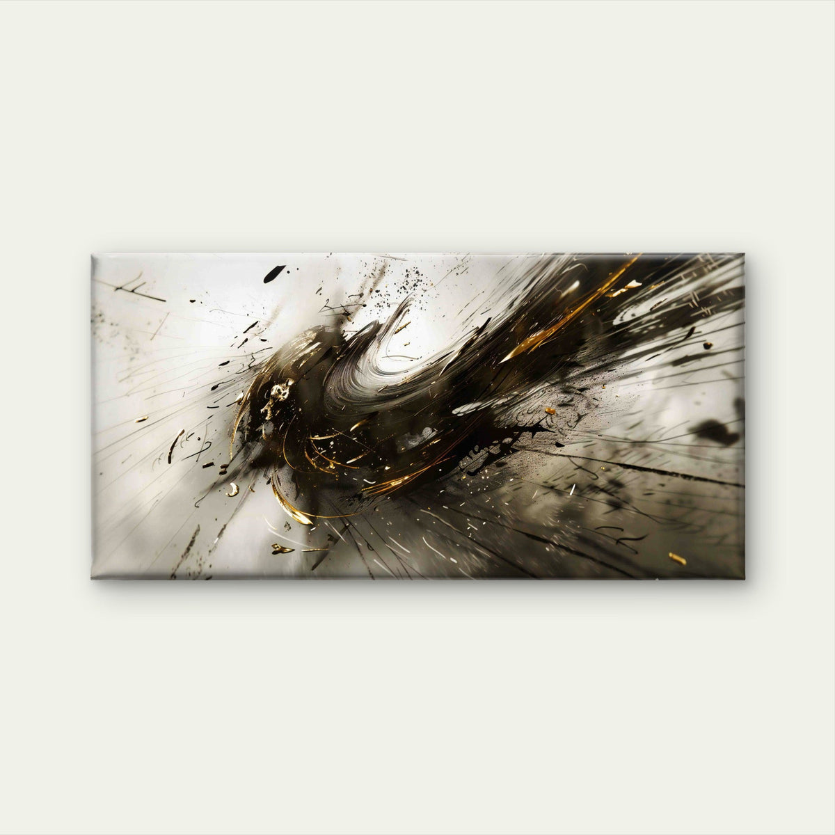 Abstract Harmony In Black Wall Art Canvas Office Home Room Framed 120x60cm