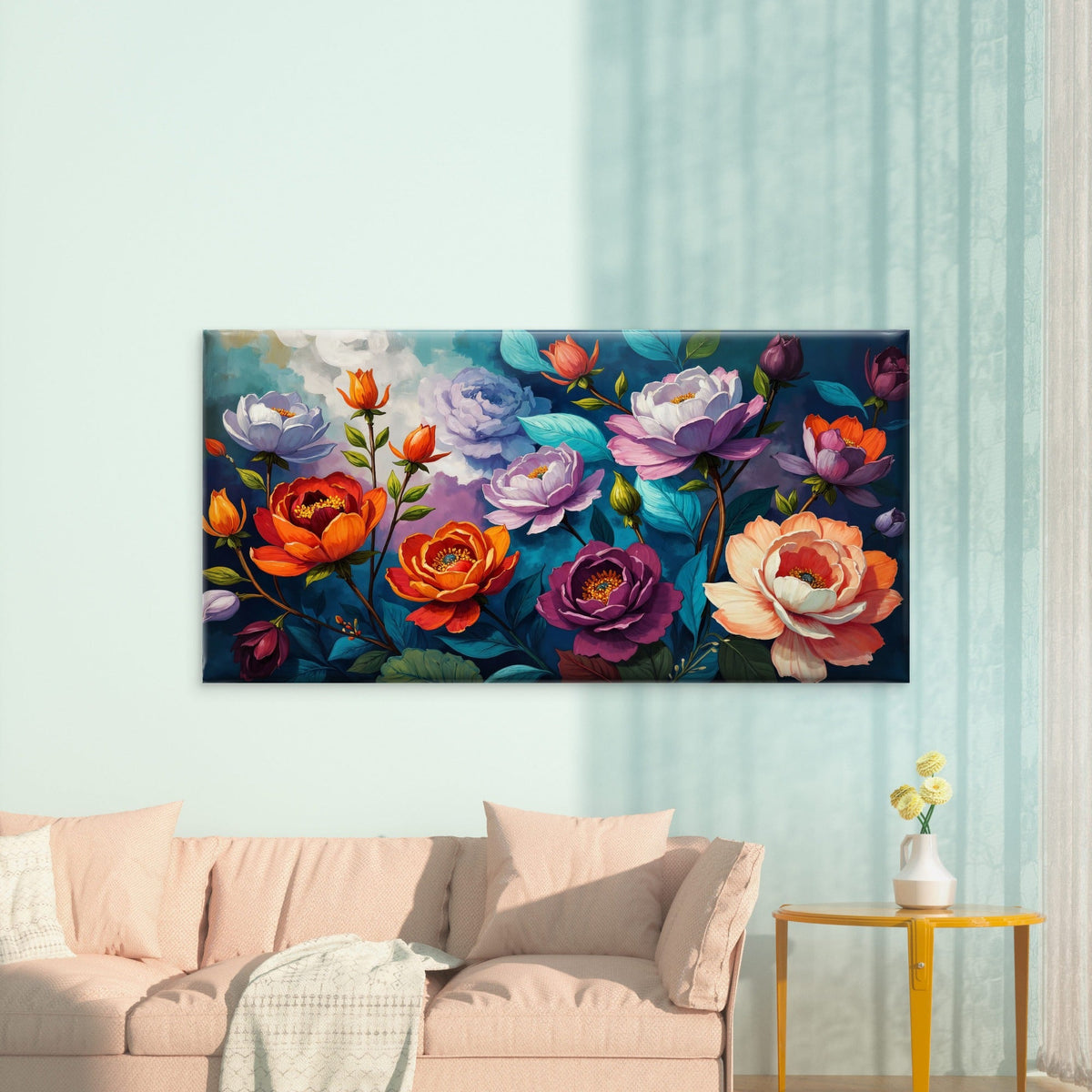 Colorful Petals And Leaves Wall Art Canvas Office Home Room Framed 120x60cm