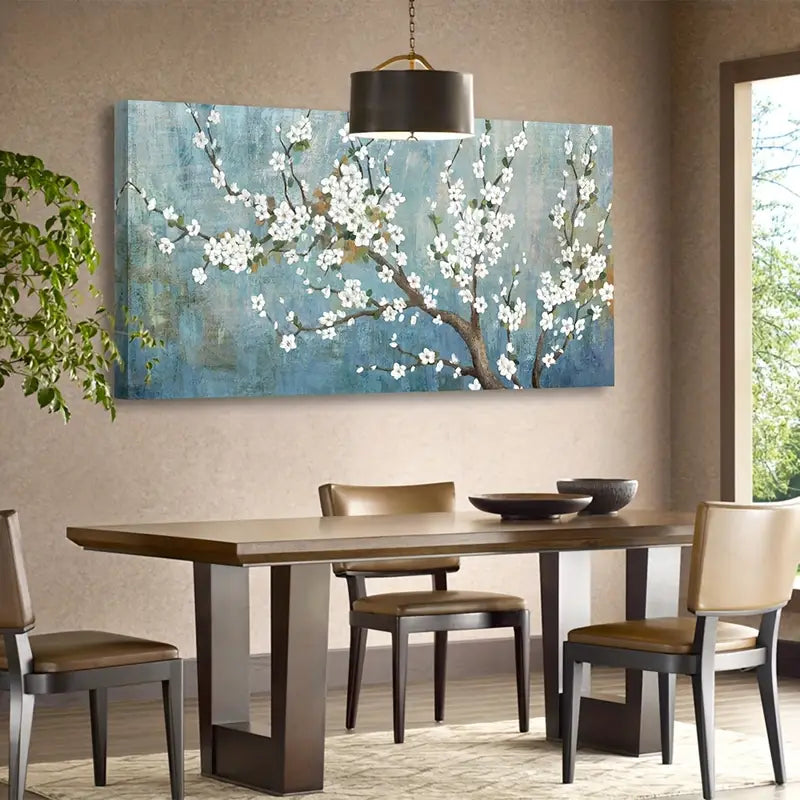 Elegant Flowers Plum Blossom Rustic Turquoise Wall Art canvas office home room framed 120x60cm