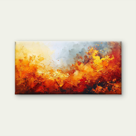 Orange Yellow Red Abstract Wall Art Canvas Office Home Room Framed 80x45cm