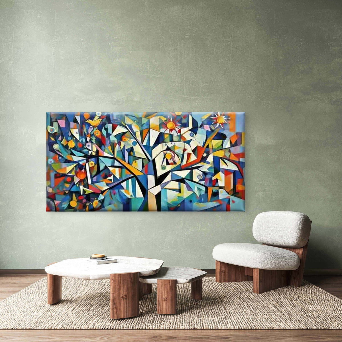 Abstract Geometric Colorful Tre Wall Art Canvas Office Home Room Framed 120x60cm