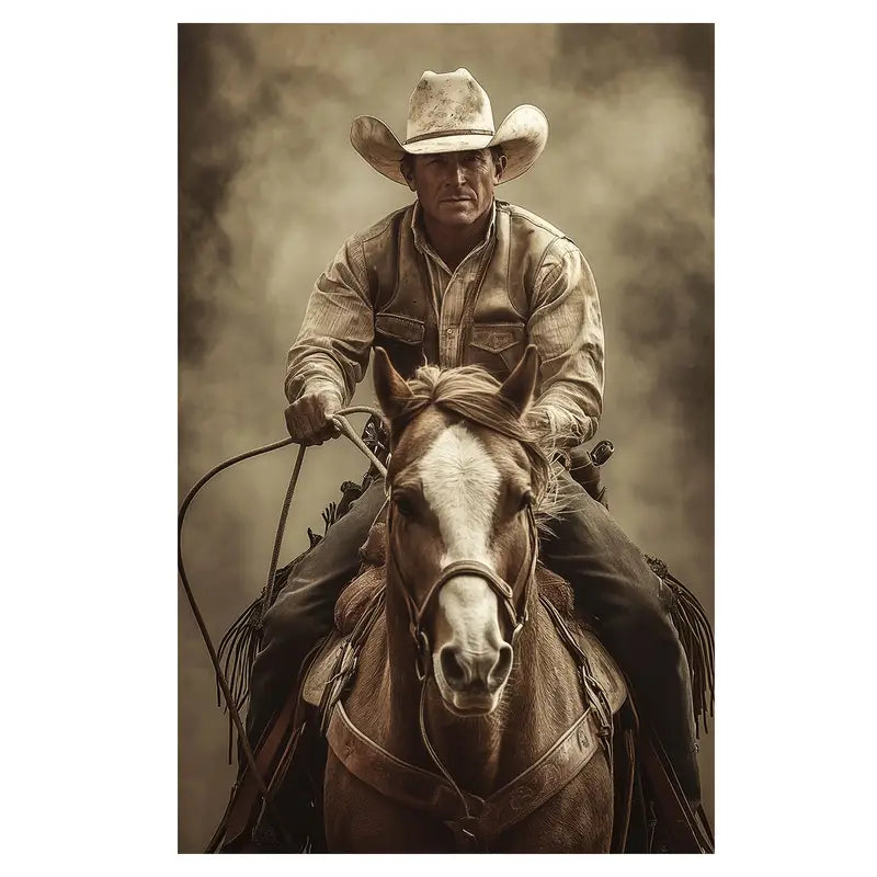 Rustic Cowboy Canvas Wall Art Print 100% Australian Made 40x60cm Stretched Canvas Ready to Hang