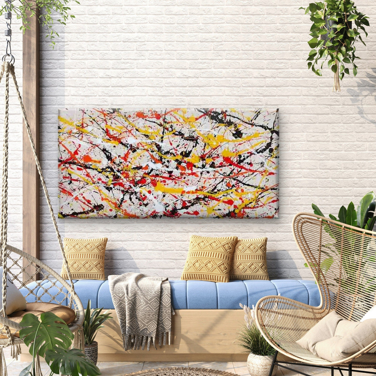Abstract Color Splash Painting Wall Art Canvas Office Home Room Framed 120x60cm