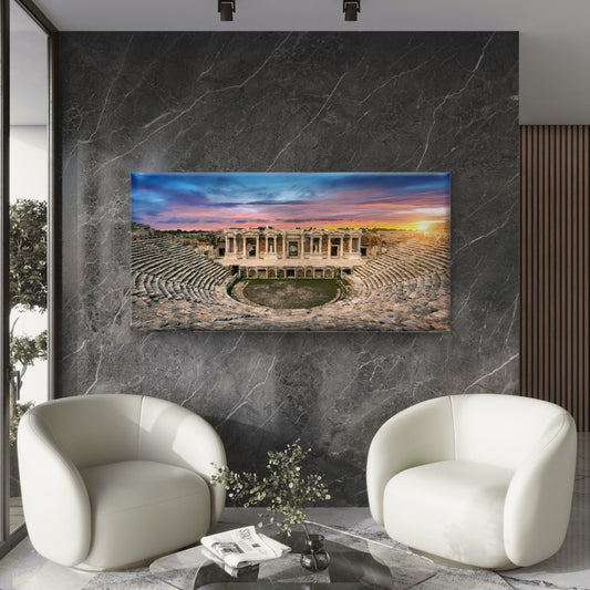 Amphitheater Ancient City Wall Art Canvas Office Home Room Framed 80x45cm