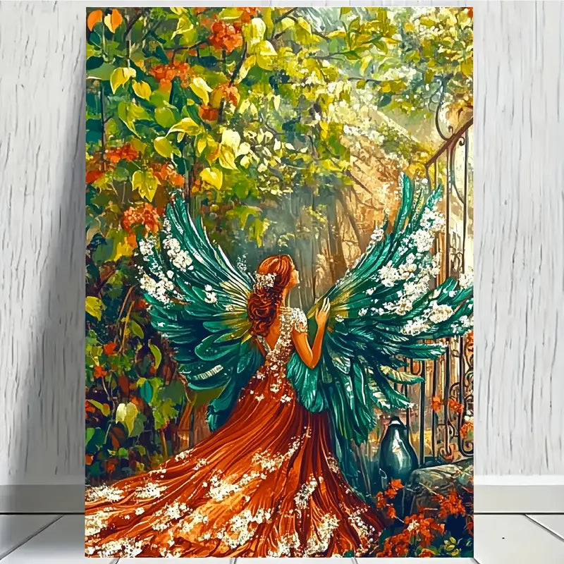 Butterfly Girl & Flower Garden Wall Art Print 100% Australian Made 40x60cm Stretched Canvas Ready to Hang