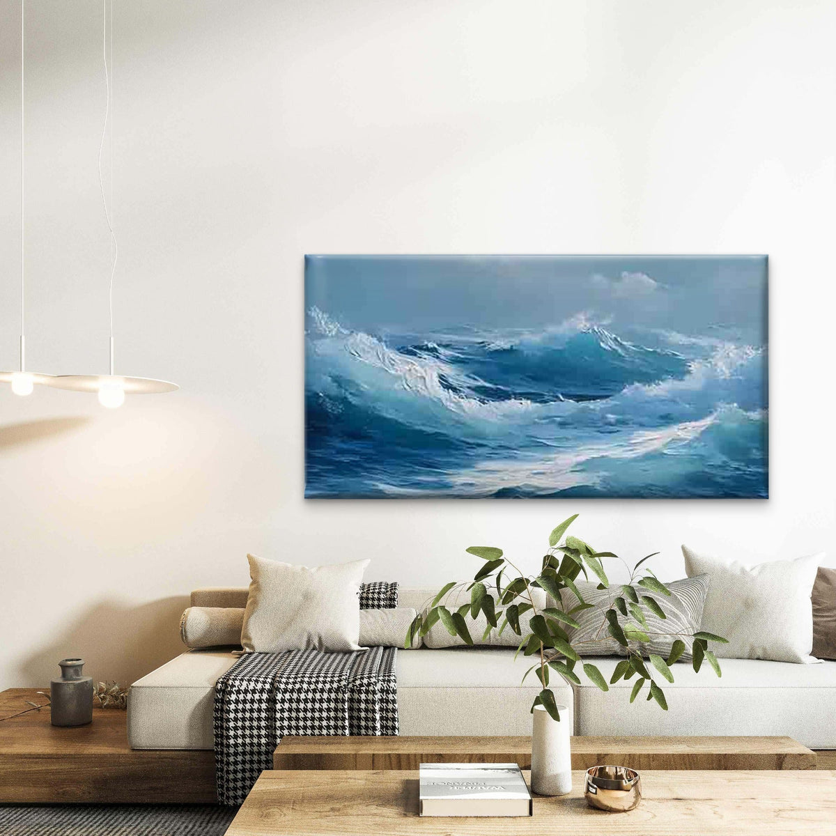 Surging Ocean Wave Wall Art Canvas Office Home Room Framed 80x45cm
