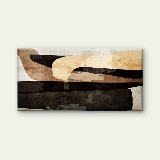 Abstract Beige Black Block Wall Art Canvas Office Home Room Framed 80x45cm
