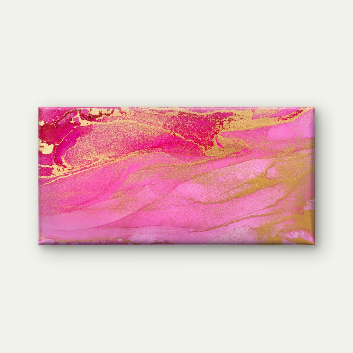 Vibrant Magenta Gilded Fluid Wall Art Canvas Office Home Room Framed 120x60cm