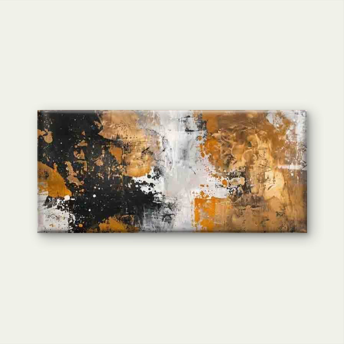 Abstract Black White Golden Wall Art Canvas Office Home Room Framed 120x60cm