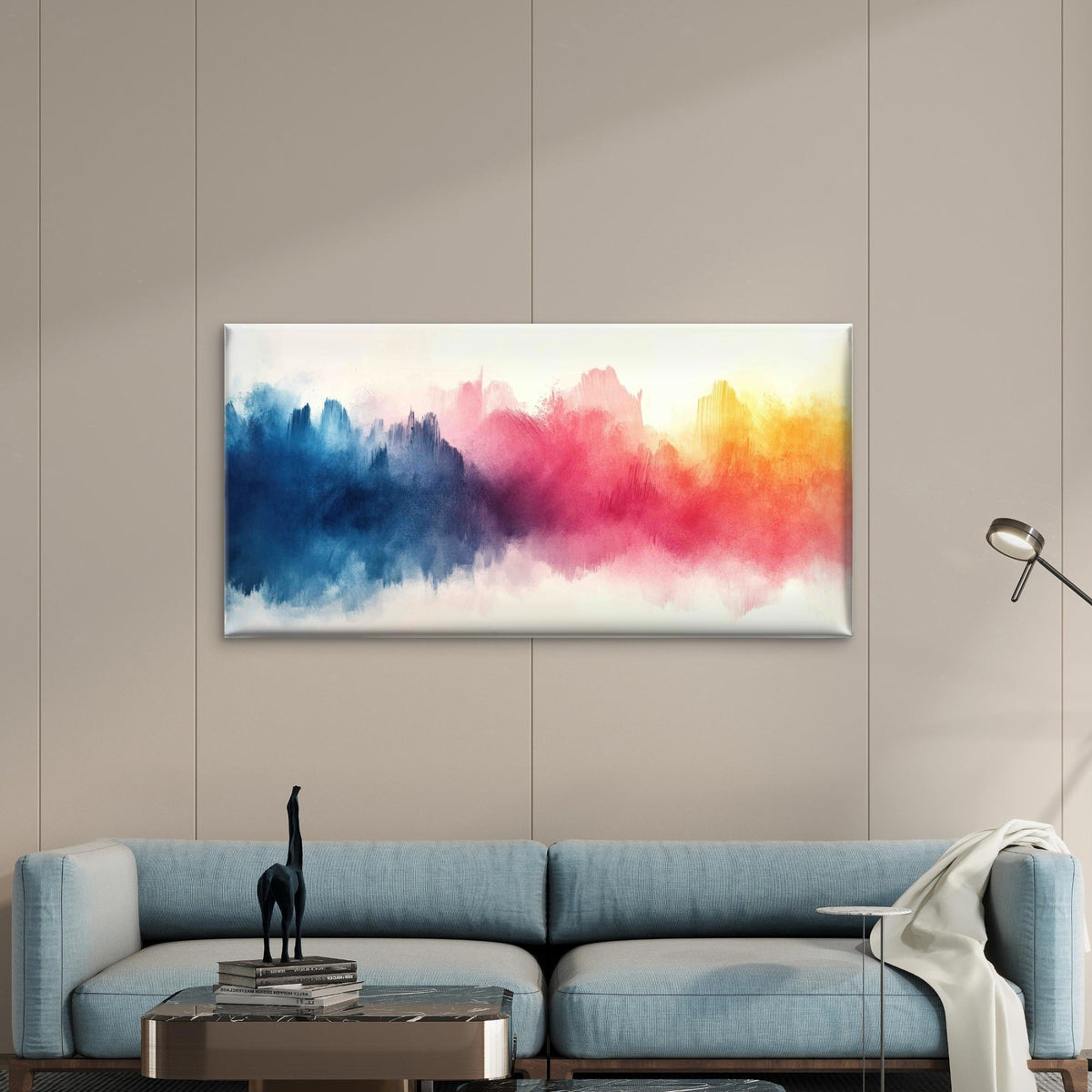 Vibrant Abstract Watercolor Wall Art Canvas Office Home Room Framed 120x60cm