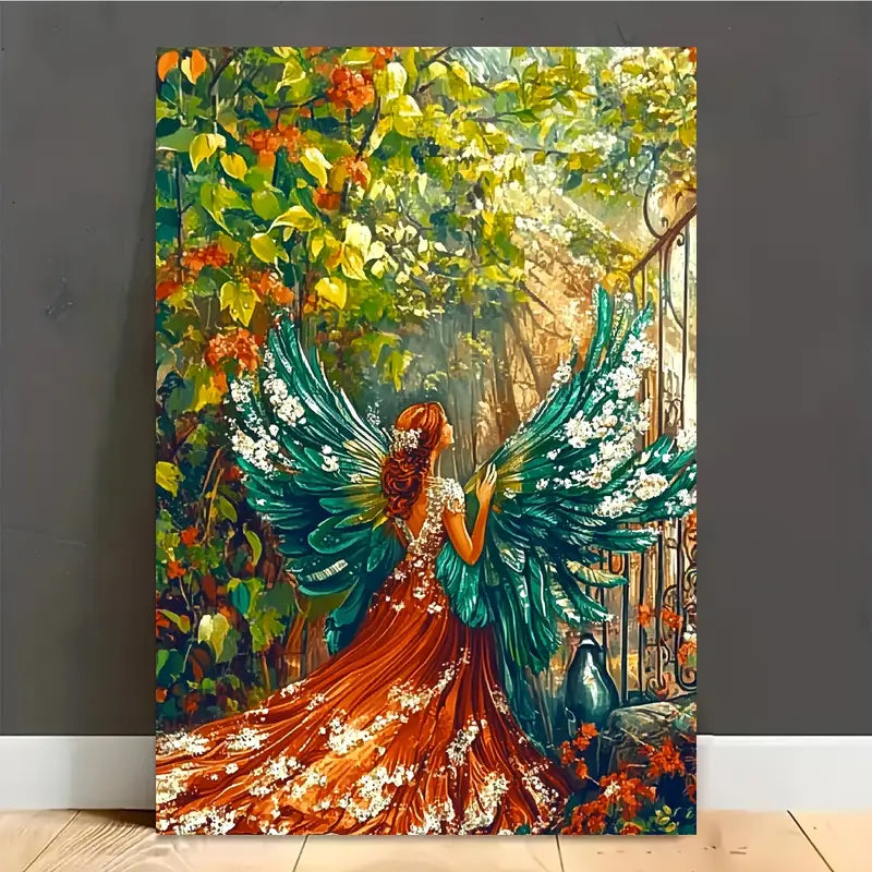 Butterfly Girl & Flower Garden Wall Art Print 100% Australian Made 40x60cm Stretched Canvas Ready to Hang