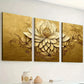 3pcs Retro Style Golden Light Luxury Flower Art  Wall Art Set Canvas Framed 40x60cm - High Quality Print 100% Australian Made Wall Canvas Ready to Hang