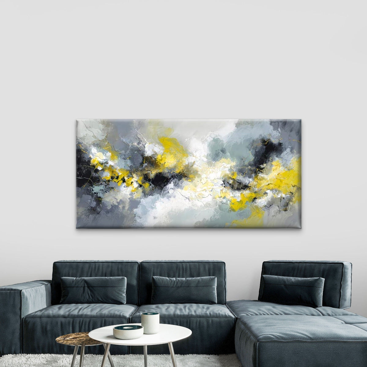 Abstract Black White Golden Wall Art Canvas Office Home Room Framed 120x60cm