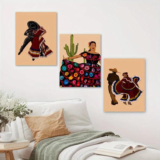 3pcs Couple Dancing and Kissing, Woman Metal Print Ready to Hang Art