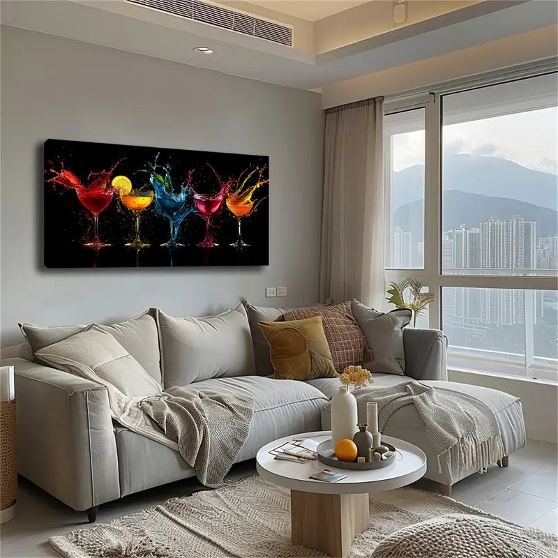 Vibrant Glassware Design Modern Wall Art Canvas Office Home Room Framed 120x60cm
