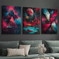 3pcs Vibrant Abstract Geometric Shapes Colorful Metal Print Ready to Hang Art