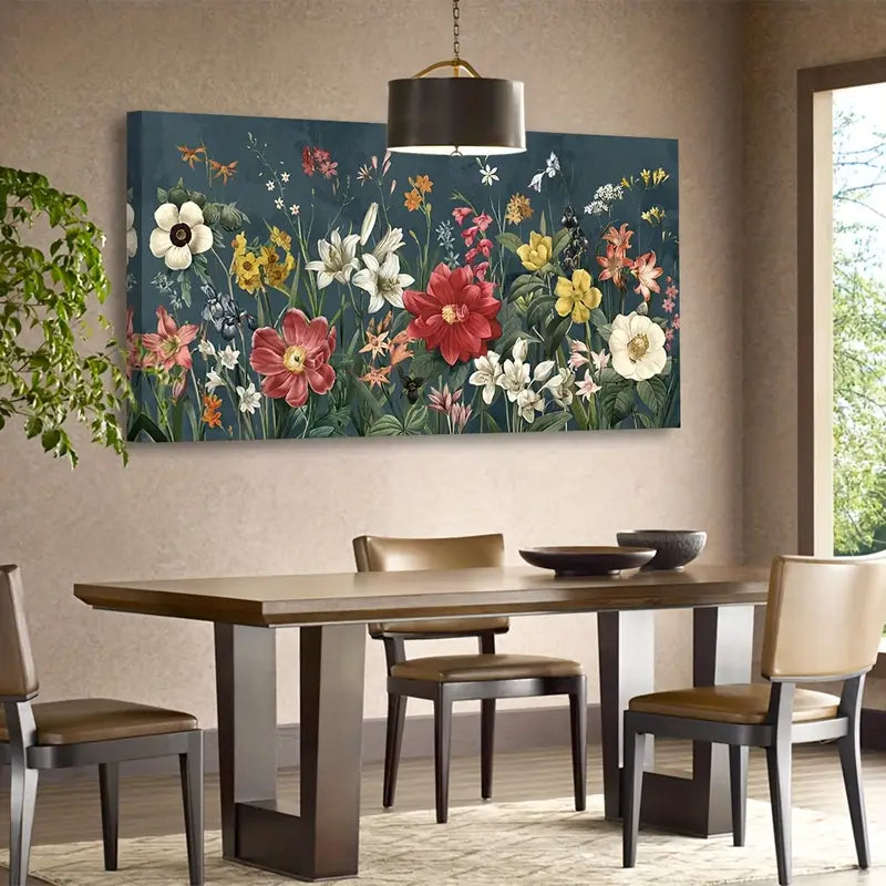 Botanical Colorful Flowers Bouquet Wall Art canvas office home room framed 120x60cm