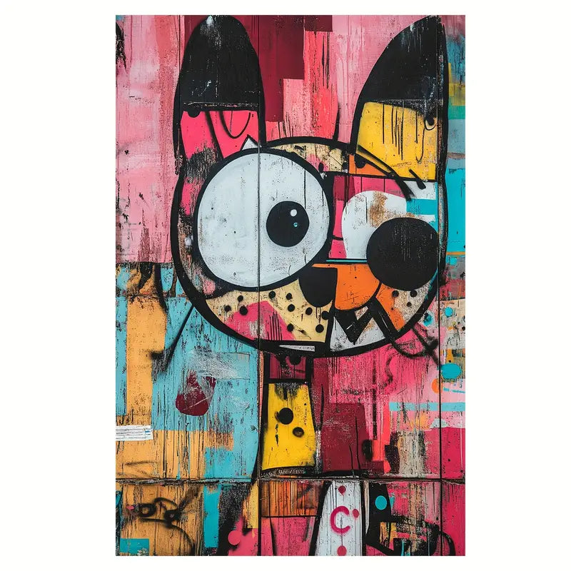 Cartoon Dog Canvas Wall Art Print 100% Australian Made 40x60cm Stretched Canvas Ready to Hang