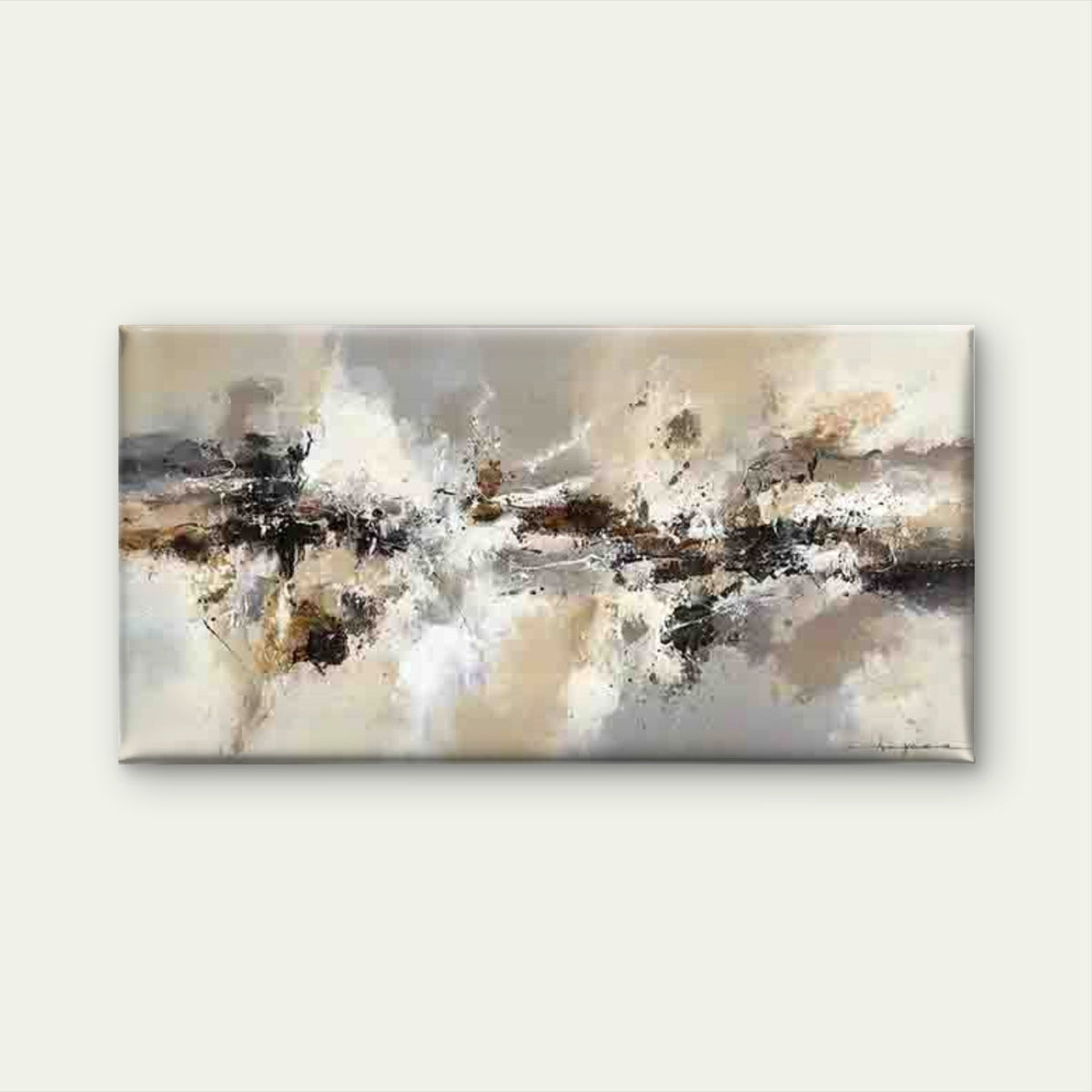 Abstract Design in Black, White Wall Art Canvas Office Home Room Framed 120x60cm