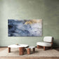 Abstract Blue & Golden Ink Flow Wall Art Canvas Office Home Room Framed 120x60cm