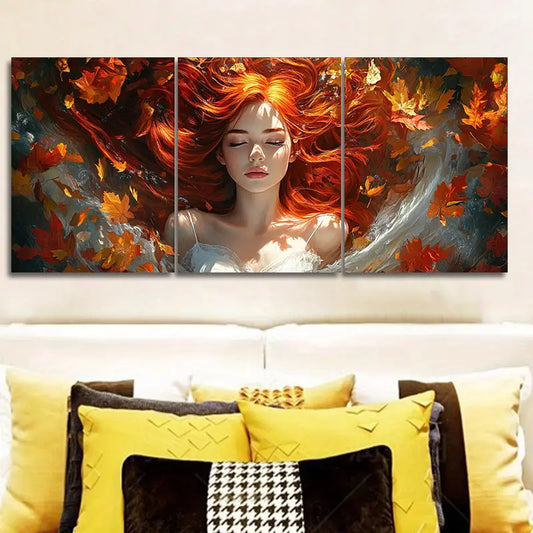 3pcs Elegant Redhead Metal Print Ready to Hang Art