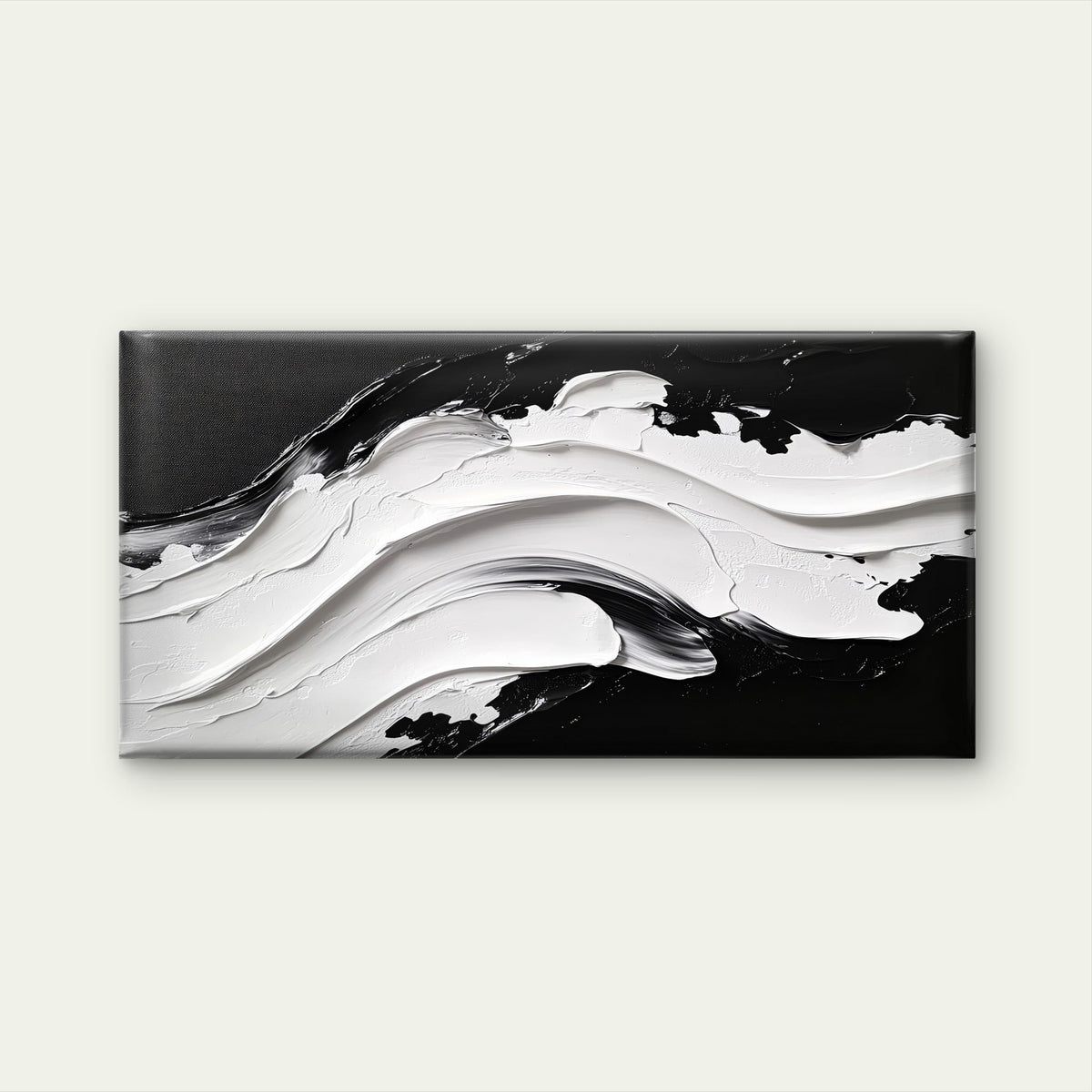 Minimalist Black White Abstract Wall Art Canvas Office Home Framed 80x45cm