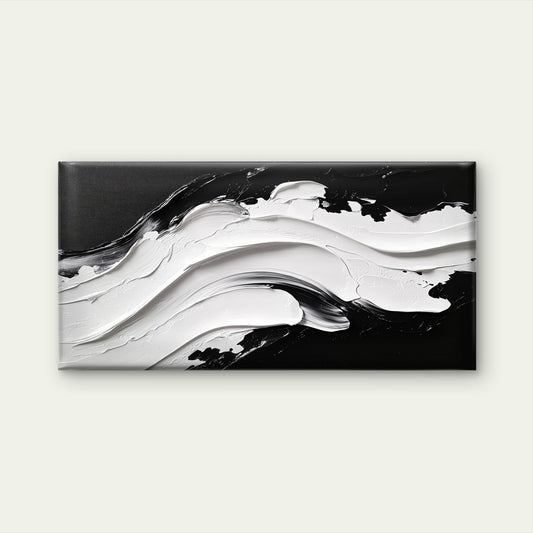 Minimalist Black White Abstract Wall Art Canvas Office Home Framed 80x45cm