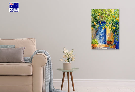 Lemons Hanging on a Tree with Door Print 100% Australian Made 40x60cm Stretched Canvas Ready to Hang