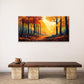 Golden Autumn Forest Sunlit Woodland Path Wall Art Canvas Office Home Framed 120x60cm